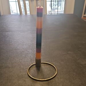 Hand Crafted Indian Brass candle holder and handmade South African Candle